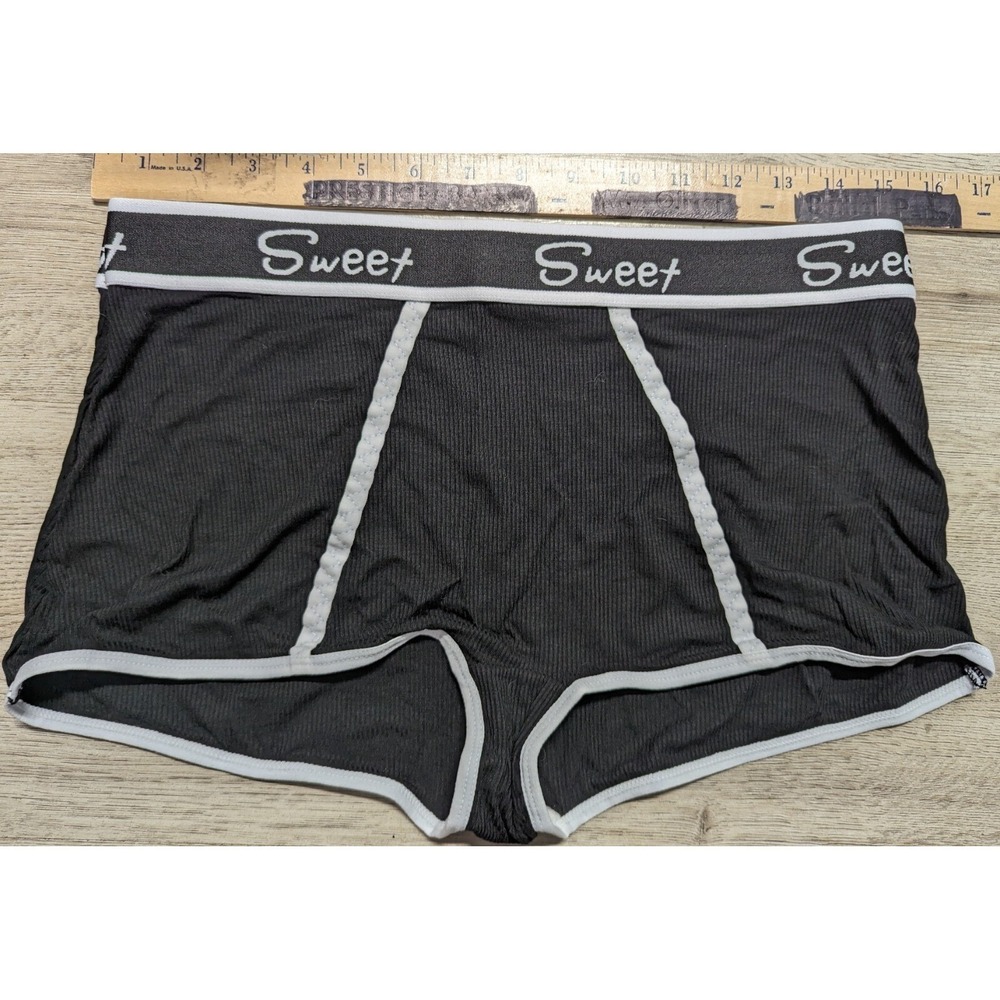 New Sweet Lingerie Shorty Boyshorts Womens Plus Size XL Black White Sleep Lounge